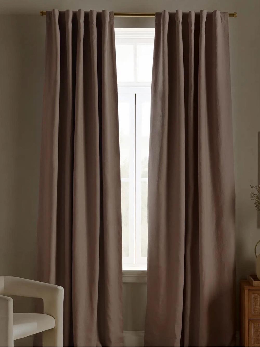 Quince European Linen Blackout Curtain Panel Rose Quartz 48” x 108” NWOT